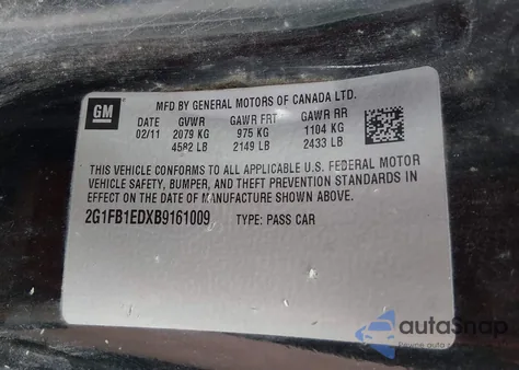 2011 Chevrolet Camaro 1Lt z USA, uszkodzony, nr VIN 2G1FB1EDXB9161009